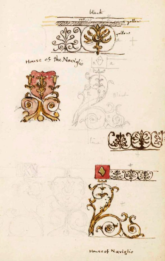 VI.10.11 Pompeii. c.1830. Drawings by Gell of decoration in the house.
See Gell, W. Sketchbook of Pompeii, c.1830. 
See book from Van Der Poel Campanian Collection on Getty website http://hdl.handle.net/10020/2002m16b425