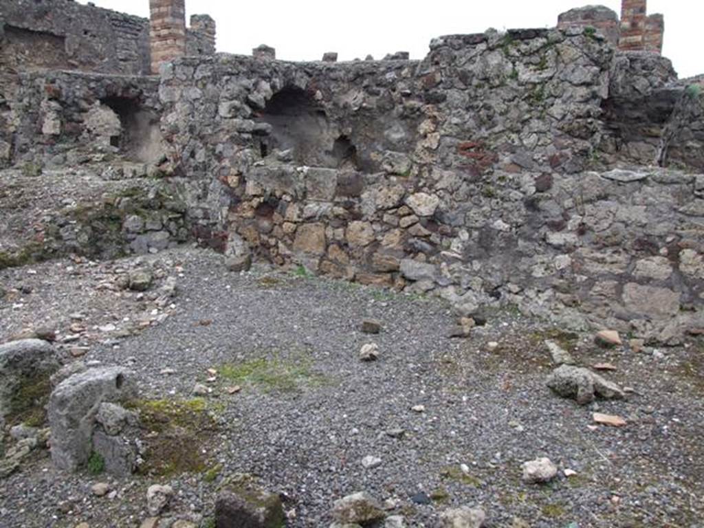VI.10.14 Pompeii. March 2009. Room 9, looking north across triclinium at rear of house.