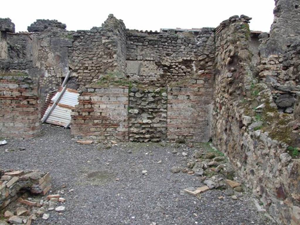 VI.10.14 Pompeii. March 2009. Looking west across atrium to blocked door into VI.10.11.