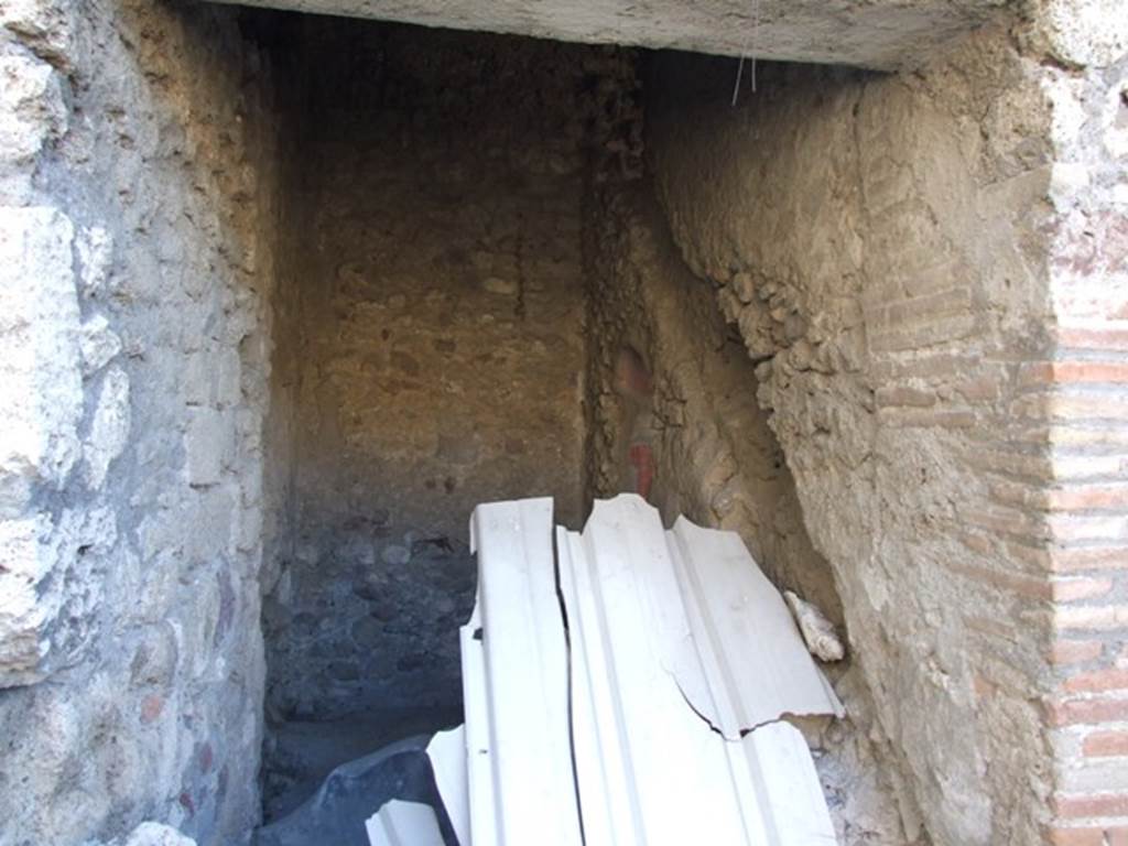 VI.11.9 Pompeii. December 2007. Room 58/59, baths area. Line of wooden staircase can be seen in wall.