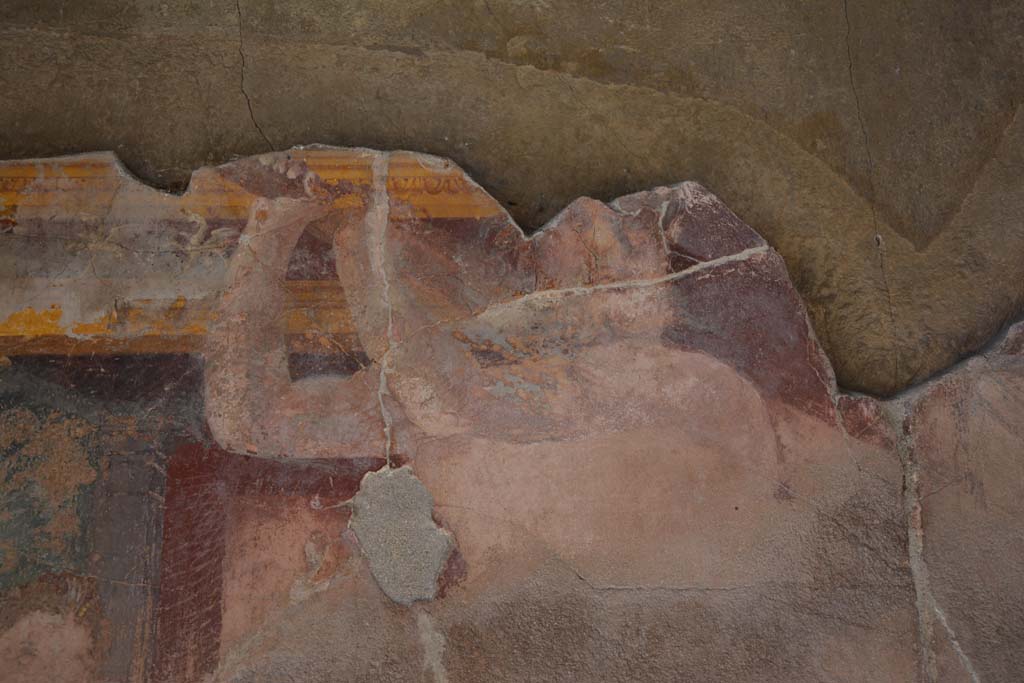 VI.11.10 Pompeii. December 2017. 
Room 42, detail of painted decoration from upper west wall at south end.
Foto Annette Haug, ERC Grant 681269 DÉCOR
