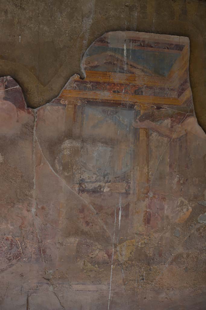 VI.11.10 Pompeii. December 2017. 
Room 42, detail from wall painting on west wall of exedra
Foto Annette Haug, ERC Grant 681269 DÉCOR