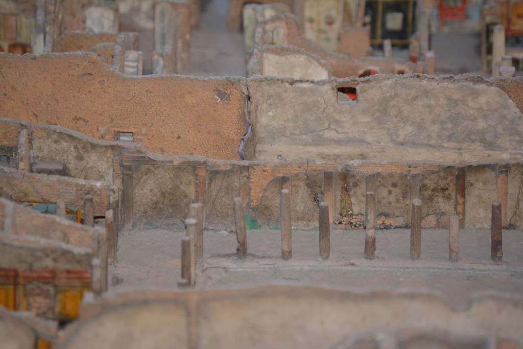 VI.11.9/10 Pompeii. July 2017. Looking east towards north-east corner of peristyle 36. 
From cork model in Naples Archaeological Museum.
Foto Annette Haug, ERC Grant 681269 DÉCOR.