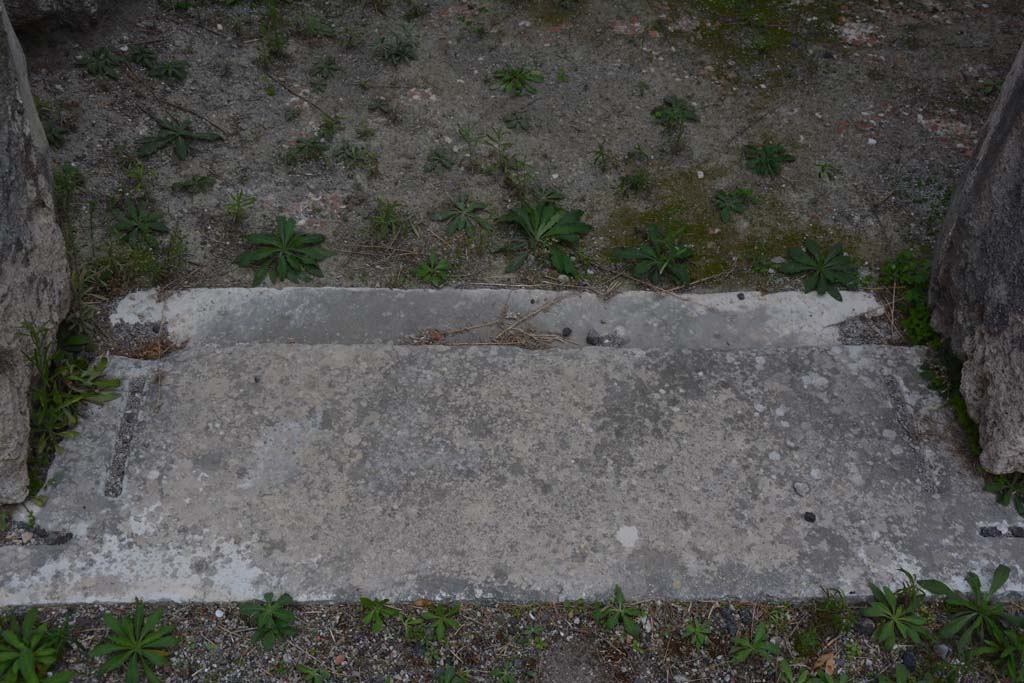 VI.11.10 Pompeii. October 2017. Room 30, detail of threshold of doorway.   
Foto Annette Haug, ERC Grant 681269 DÉCOR