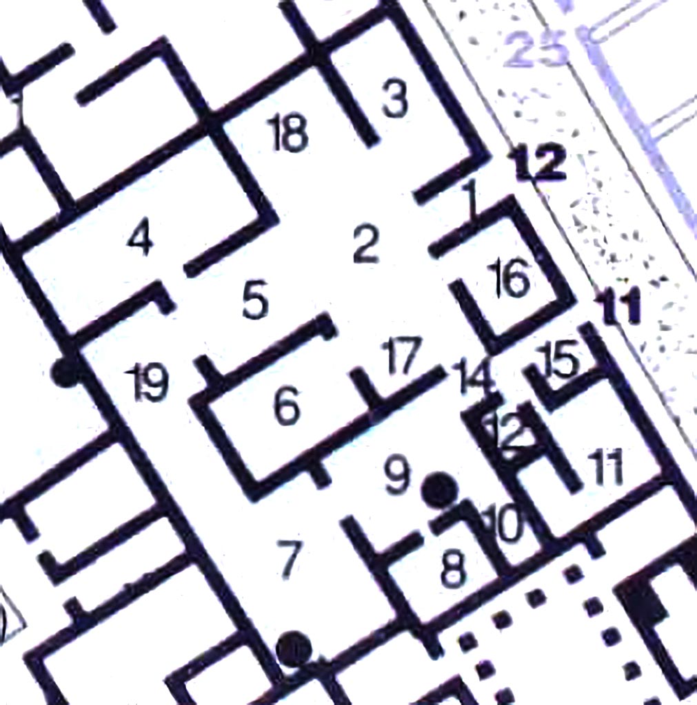 VI.11.11/12 Pompeii. Plan.
See Carratelli, G. P., 1990-2003. Pompei: Pitture e Mosaici: Vol. V. Roma: Istituto della enciclopedia italiana, p. 71.
