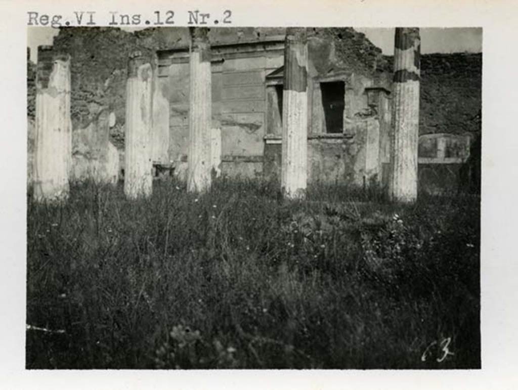 VI.12.2 Pompeii. pre-1937-1939. Looking north-west across rear peristyle.  Photo courtesy of American Academy in Rome, Photographic Archive. Warsher collection no. 463.