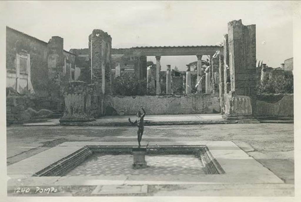 VI.12.2 Pompeii. March 1939 during a stop on SS Carinthia world cruise.  Looking north across the impluvium in atrium. Photo courtesy of Rick Bauer.