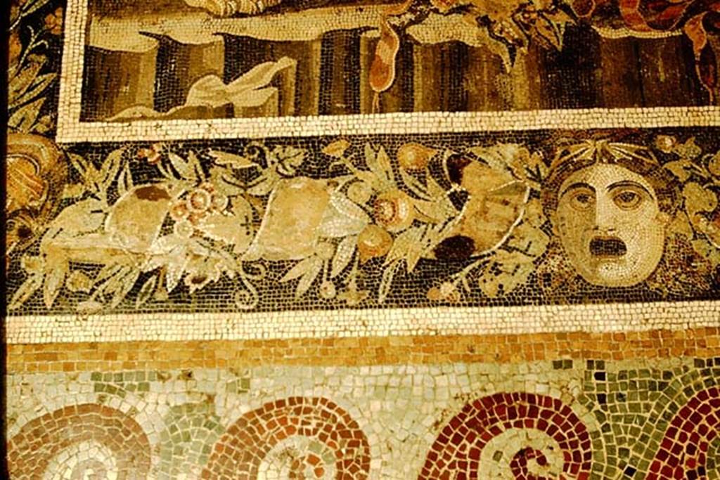 VI.12.2 Pompeii. 1957. Detail from border of mosaic of the child Dionysus astride an animal. 
Photo by Stanley A. Jashemski.
Source: The Wilhelmina and Stanley A. Jashemski archive in the University of Maryland Library, Special Collections (See collection page) and made available under the Creative Commons Attribution-Non Commercial License v.4. See Licence and use details.
J57f0534