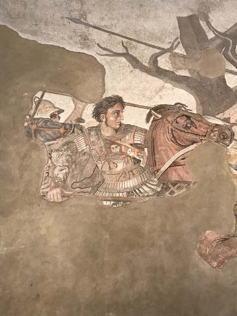 VI.12.2 Pompeii. April 2019. Detail from original Alexander mosaic found in VI.12.2 on 24th October 1831. 
Now in Naples Archaeological Museum. Inventory number 10020.
Photo courtesy of Rick Bauer.
