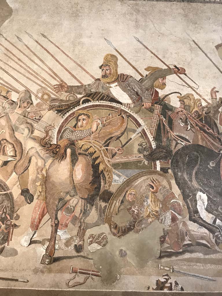 VI.12.2 Pompeii. April 2019. Detail from original Alexander mosaic found in VI.12.2 on 24th October 1831. 
Now in Naples Archaeological Museum. Inventory number 10020.
Photo courtesy of Rick Bauer.