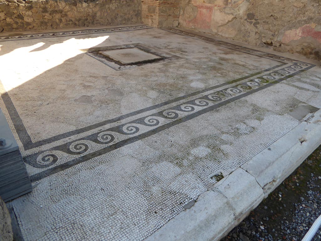 VI.12.2 Pompeii. January 2017. Looking south-west across flooring in oecus/triclinium. 
Foto Annette Haug, ERC Grant 681269 DÉCOR.