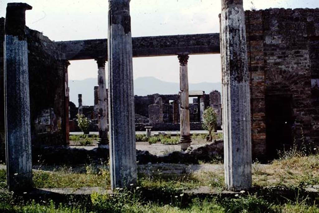 VI.12.2 Pompeii. 1968. Looking from south portico of rear peristyle through exedra towards the atrium and entrance doorway. Photo by Stanley A. Jashemski.
Source: The Wilhelmina and Stanley A. Jashemski archive in the University of Maryland Library, Special Collections (See collection page) and made available under the Creative Commons Attribution-Non Commercial License v.4. See Licence and use details.
J68f1308