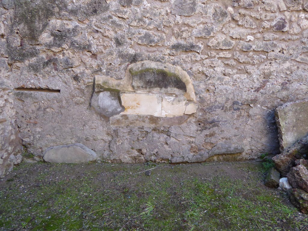 VI.12.2 Pompeii. January 2017. Room 44, detail from lower west wall in oecus.
Foto Annette Haug, ERC Grant 681269 DÉCOR.