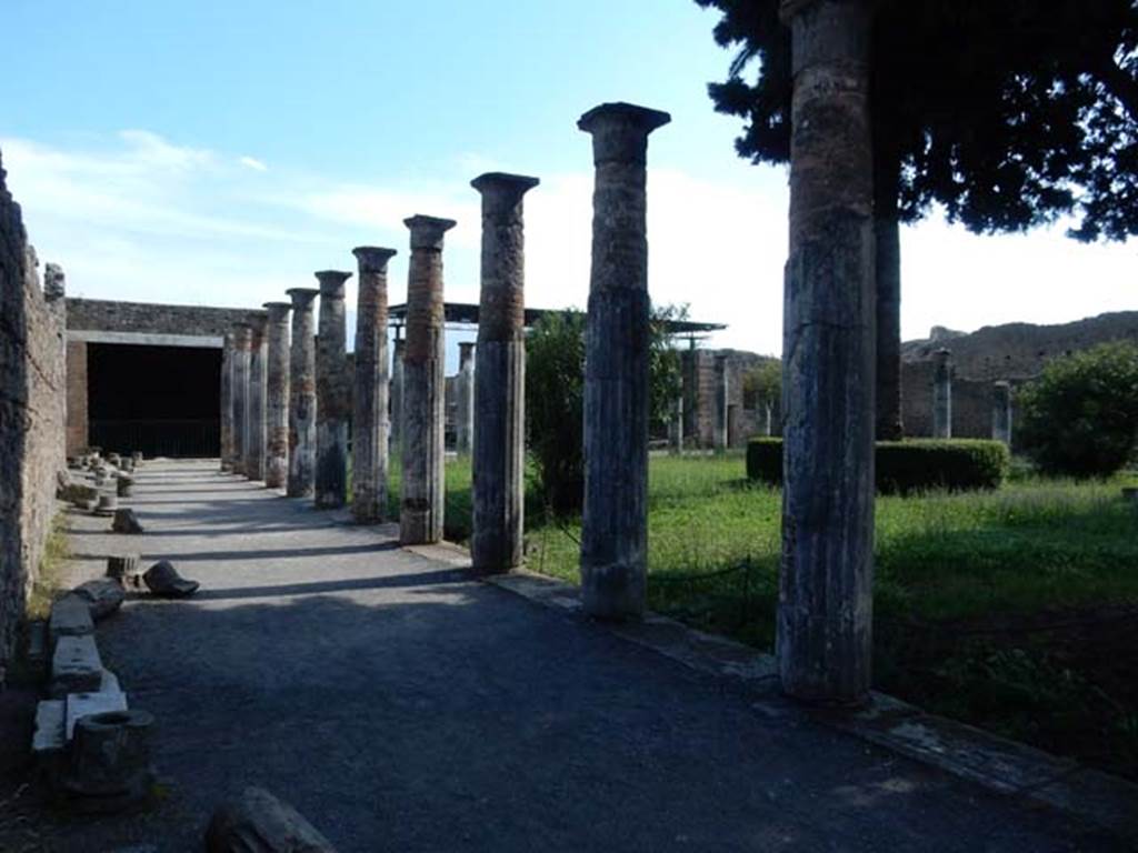 VI.12.2 Pompeii. May 2015. Looking south along east portico of second (rear) peristyle. Photo courtesy of Buzz Ferebee.
