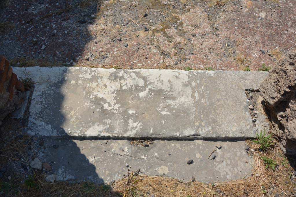 VI.12.5 Pompeii. 14th July 2017. Room 17, looking south with detail of threshold/sill into Secondary Atrium. 
Foto Annette Haug, ERC Grant 681269 DÉCOR.
