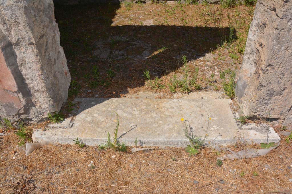 VI.13.6 Pompeii. July 2017. Detail of threshold of doorway into cubiculum on west side of atrium.
Foto Annette Haug, ERC Grant 681269 DÉCOR.