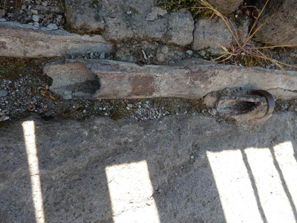VI.13.13 Pompeii. May 2015. Detail of lead pipes in Vicolo dei Vettii. Photo courtesy of Buzz Ferebee.