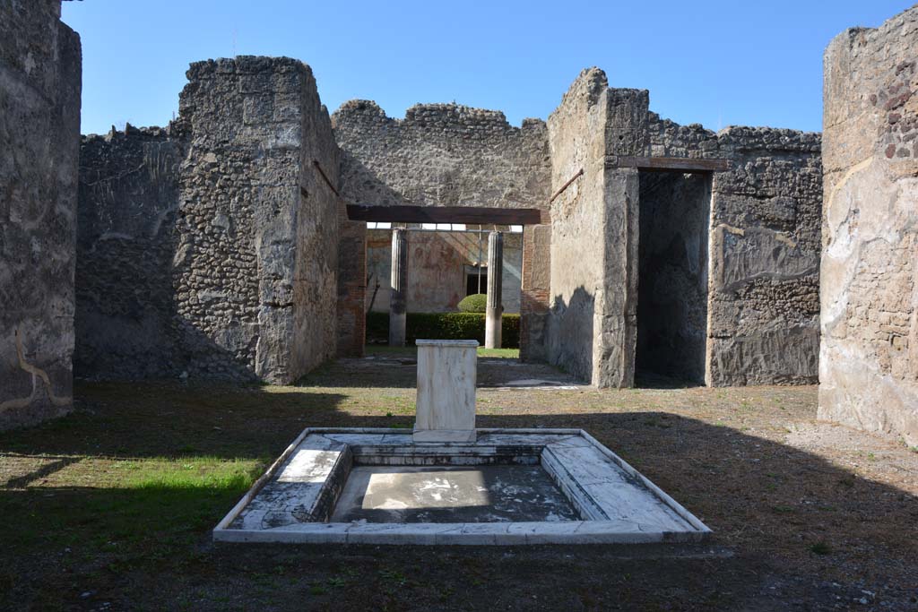 VI.14.20 Pompeii. October 2019. Room 1, atrium, looking west across impluvium.  
Foto Annette Haug, ERC Grant 681269 DÉCOR.