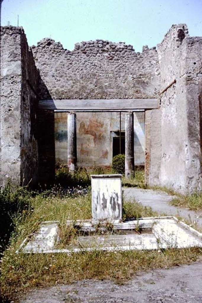 VI.14.20  Pompeii. 1964. Room 1, looking west across marble impluvium in atrium. Photo by Stanley A. Jashemski.
Source: The Wilhelmina and Stanley A. Jashemski archive in the University of Maryland Library, Special Collections (See collection page) and made available under the Creative Commons Attribution-Non Commercial License v.4. See Licence and use details.
J64f1614