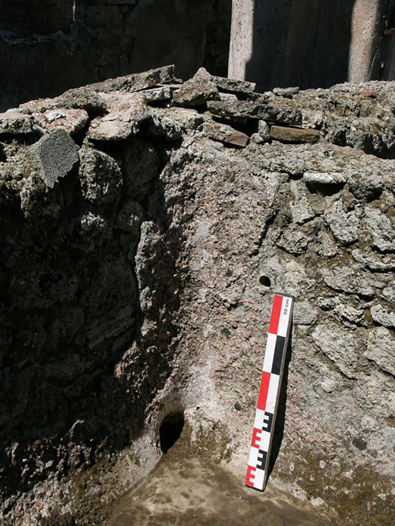 VI.14.22 Pompeii. June 2006. 
Room 12, detail from the middle rinsing basin. Photo courtesy of Nicolas Monteix.