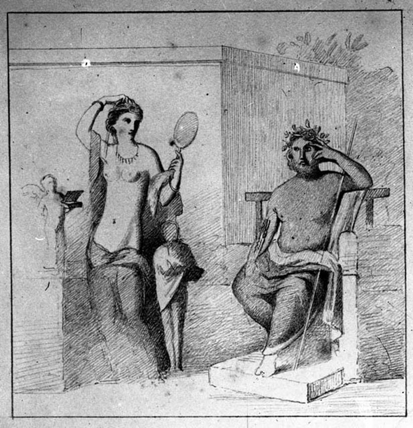 231815 Bestand-D-DAI-ROM-W.0074.jpg
VI.14.22 Pompeii. W.74. Room 15, drawing by Discanno, of painting from west wall of triclinium.
See Bragantini, de Vos, Badoni, 1983. Pitture e Pavimenti di Pompei, Parte 2. Rome: ICCD. (p.285, triclinio (p))
Photo by Tatiana Warscher. With kind permission of DAI Rome, whose copyright it remains. 
See http://arachne.uni-koeln.de/item/marbilderbestand/231815