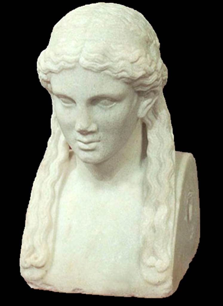 VI.14.27 Pompeii. Found in a small courtyard “i” at the rear of the house was a marble herm of Dionysus.  
Now in Naples Archaeological Museum. Inventory number 110874.