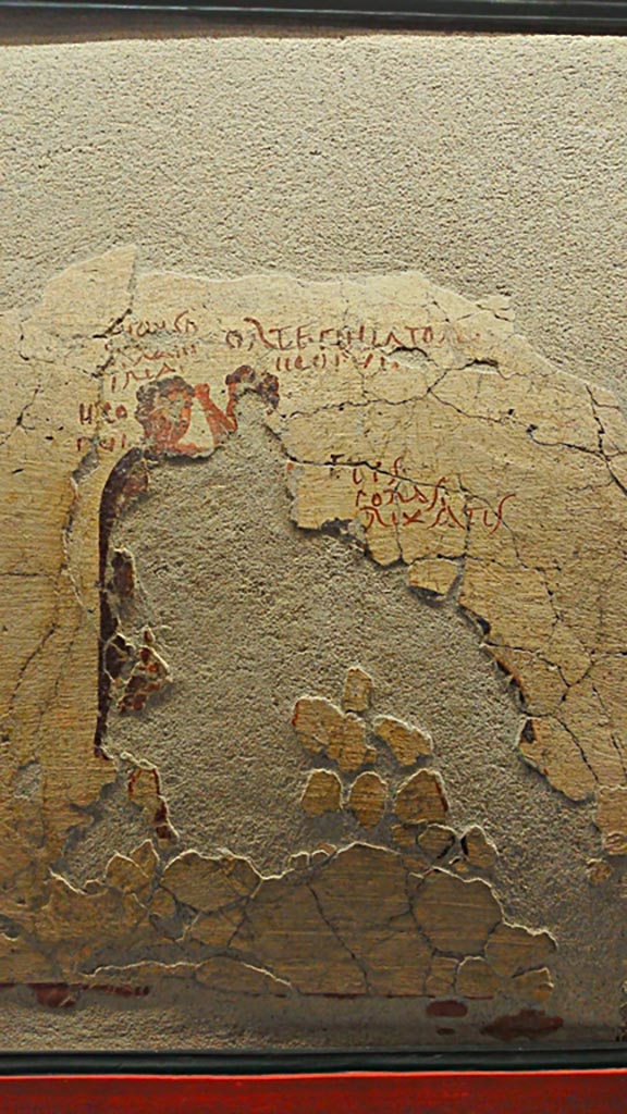 VI.14.35/36 Pompeii. June 2017. Fresco of a scene of conflict (damaged), from the north wall. 
On display in Naples Archaeological Museum, photo courtesy of Giuseppe Ciaramella.