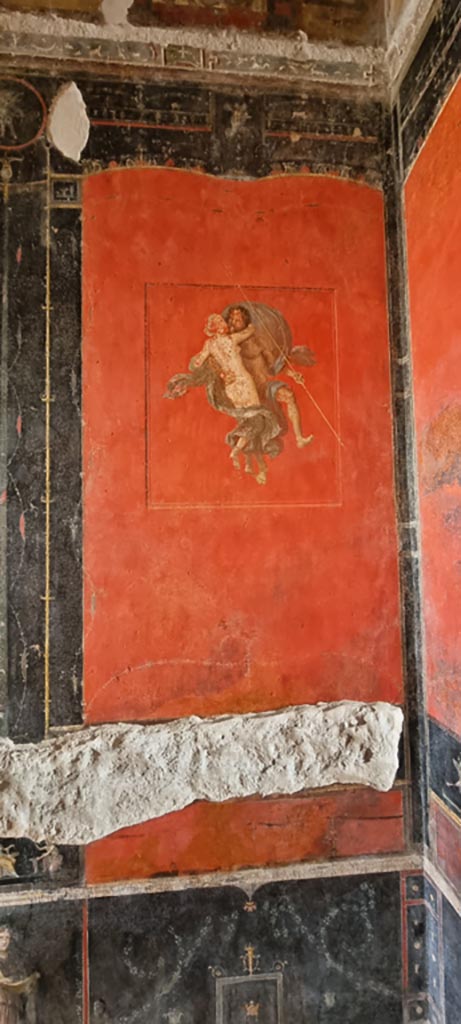 VI.15.1 Pompeii. January 2023.
West wall in north-west corner. Photo courtesy of Miriam Colomer.