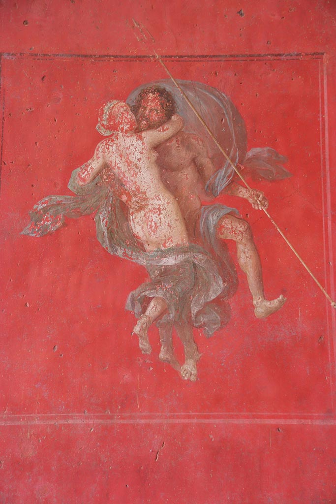 VI.15.1 Pompeii. October 2024.
Detail from west wall at north end. Photo courtesy of Klaus Heese.