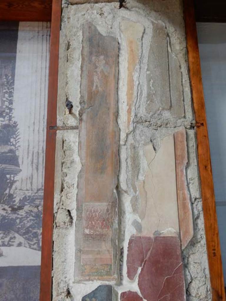VI.15.1 Pompeii. May 2017. Painted panel on west wall of north ala. Photo courtesy of Buzz Ferebee.