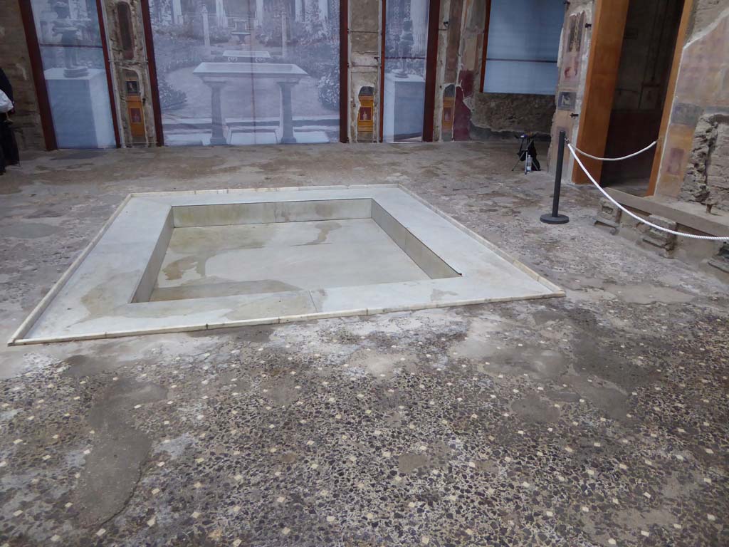 VI.15.1 Pompeii. January 2017. Looking west across impluvium in atrium.
Foto Annette Haug, ERC Grant 681269 DÉCOR.