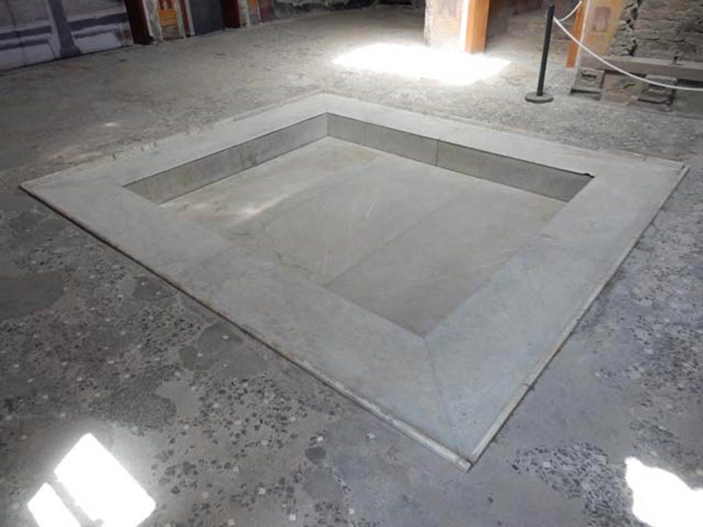 VI.15.1 Pompeii. May 2017. Looking north-west across impluvium in atrium. Photo courtesy of Buzz Ferebee.