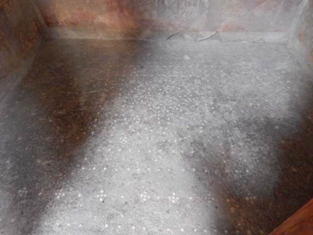 VI.15.1 Pompeii. May 2017. Looking east across flooring from doorway in atrium to bedroom on left of main entrance. Photo courtesy of Buzz Ferebee.