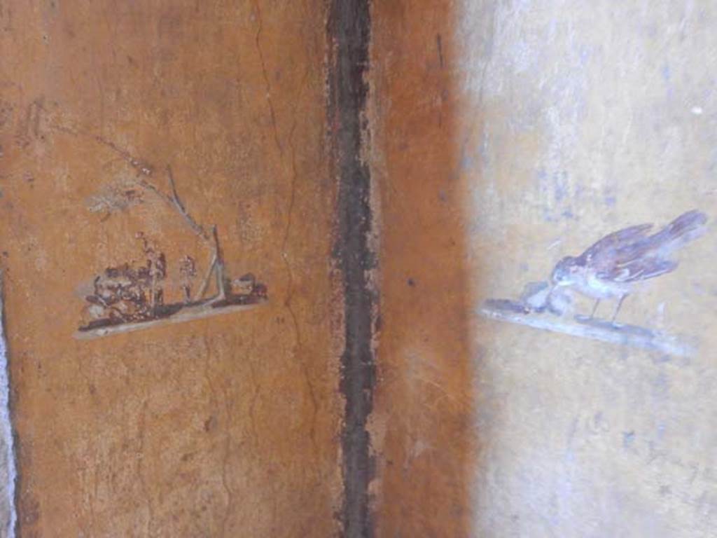 VI.15.1 Pompeii. May 2017. Paintings in centres of panels in north-west corner.
Photo courtesy of Buzz Ferebee.