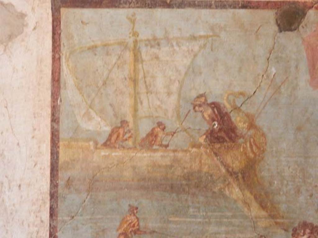 VI.15.1 Pompeii. May 2017. Detail from wall painting from north wall of painting of Ariadne being abandoned by Theseus. Photo courtesy of Buzz Ferebee.
