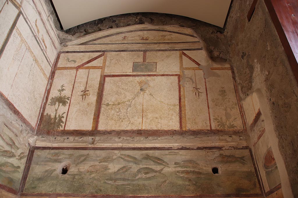 VI.15.1 Pompeii. October 2024. Cubiculum (d), upper south wall. Photo courtesy of Klaus Heese.