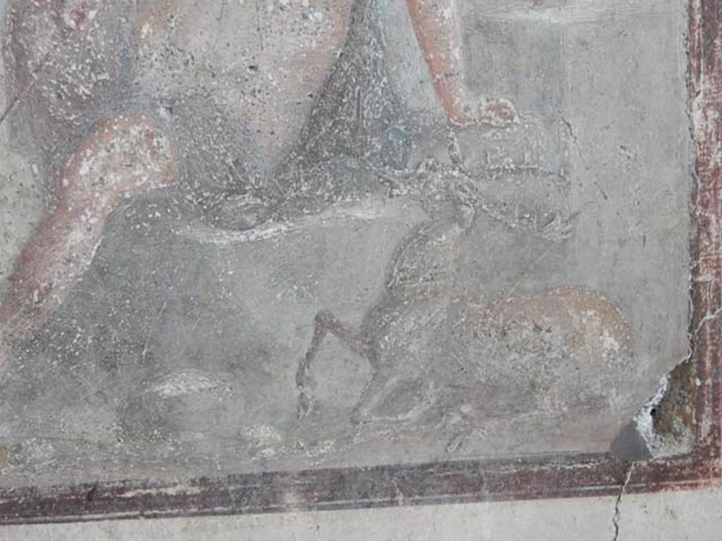 VI.15.1 Pompeii. May 2017. Detail from painting on north wall of oecus on south side of atrium. Photo courtesy of Buzz Ferebee.