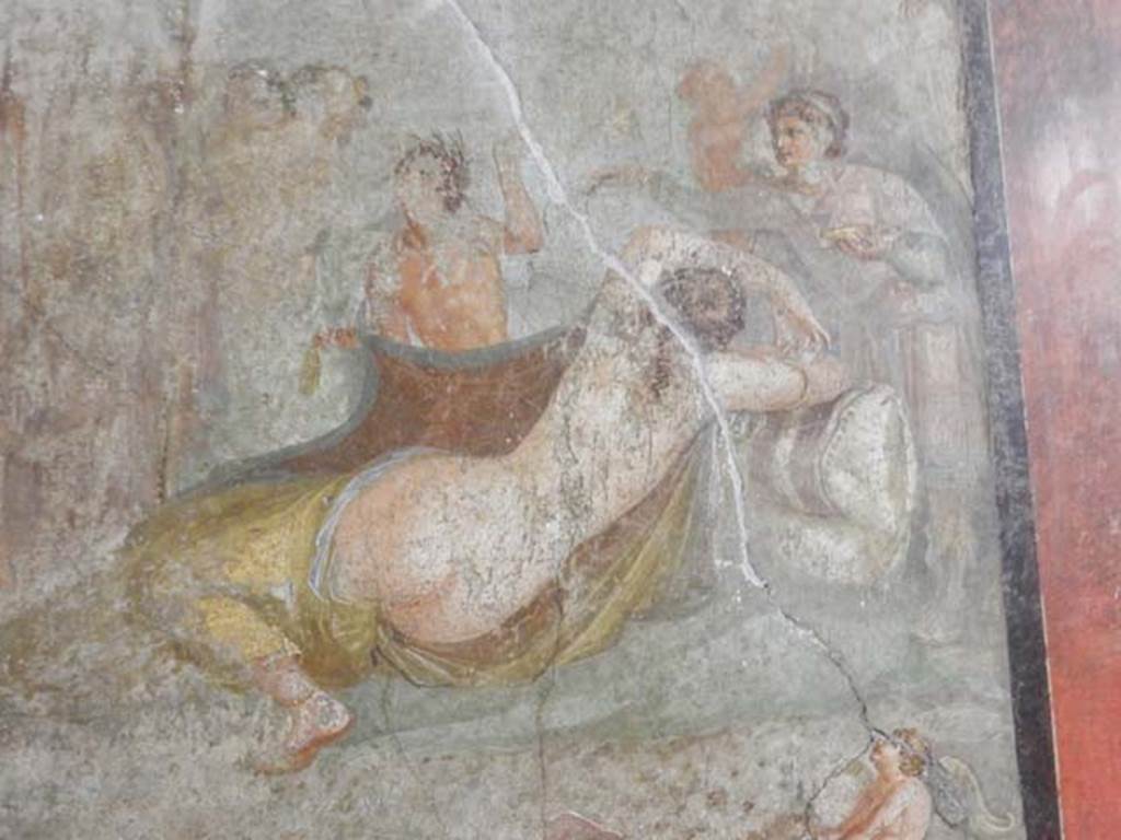 VI.15.1 Pompeii. May 2017. Ariadne sleeping, detail of central painting from south wall. Photo courtesy of Buzz Ferebee.