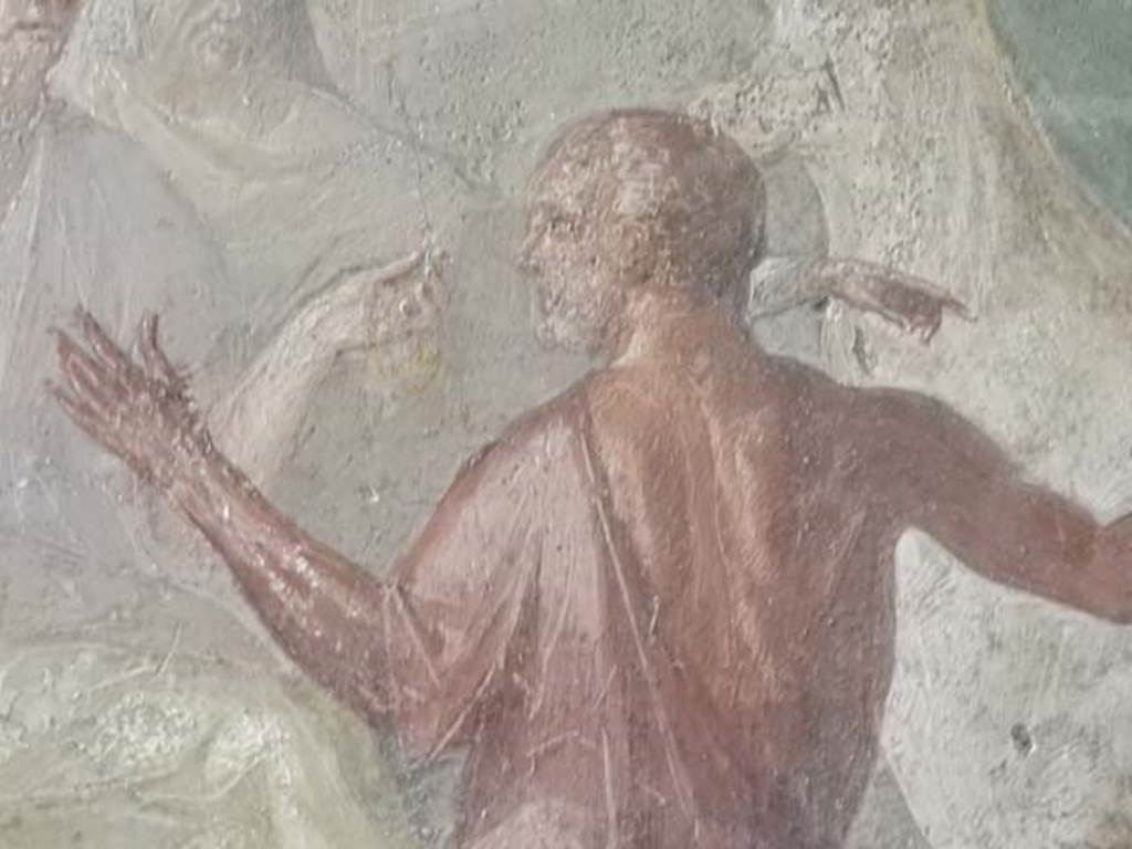 VI.15.1 Pompeii. May 2017. Detail from central painting showing Daedalus. Photo courtesy of Buzz Ferebee.
