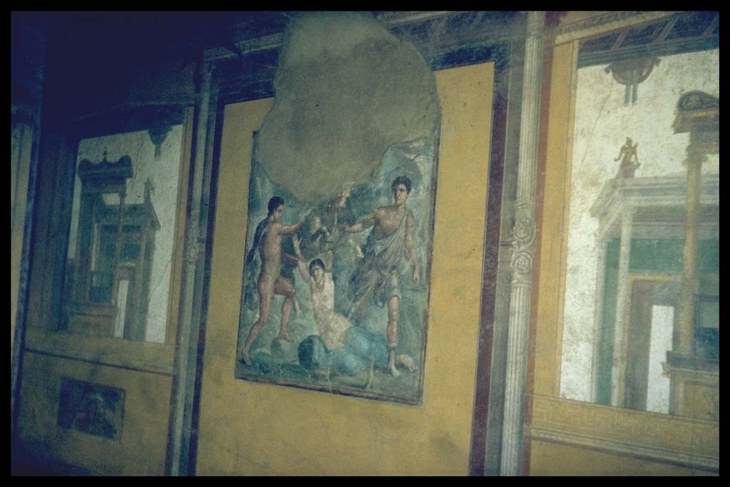 VI.15.1 Pompeii. South wall of exedra.
Photographed 1970-79 by Günther Einhorn, picture courtesy of his son Ralf Einhorn.