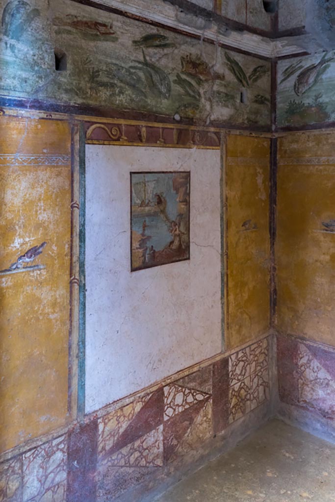 VI.15.1 Pompeii. March 2023. 
Looking east along north wall of cubiculum towards north-east corner. Photo courtesy of Johannes Eber.
(PPM – room d).