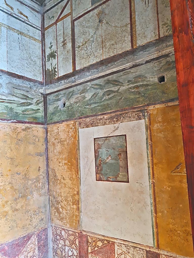 VI.15.1 Pompeii. April 2023. 
Looking towards south-east corner of bedroom on left of main entrance. Photo courtesy of Giuseppe Ciaramella.
(PPM – room d).
