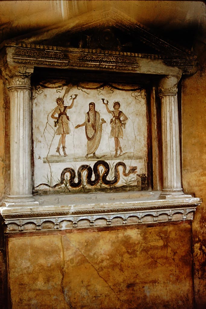 VI.15.1 Pompeii. 1959. Household lararium. Photo by Stanley A. Jashemski.
Source: The Wilhelmina and Stanley A. Jashemski archive in the University of Maryland Library, Special Collections (See collection page) and made available under the Creative Commons Attribution-Non-Commercial License v.4. See Licence and use details.
J59f0529
