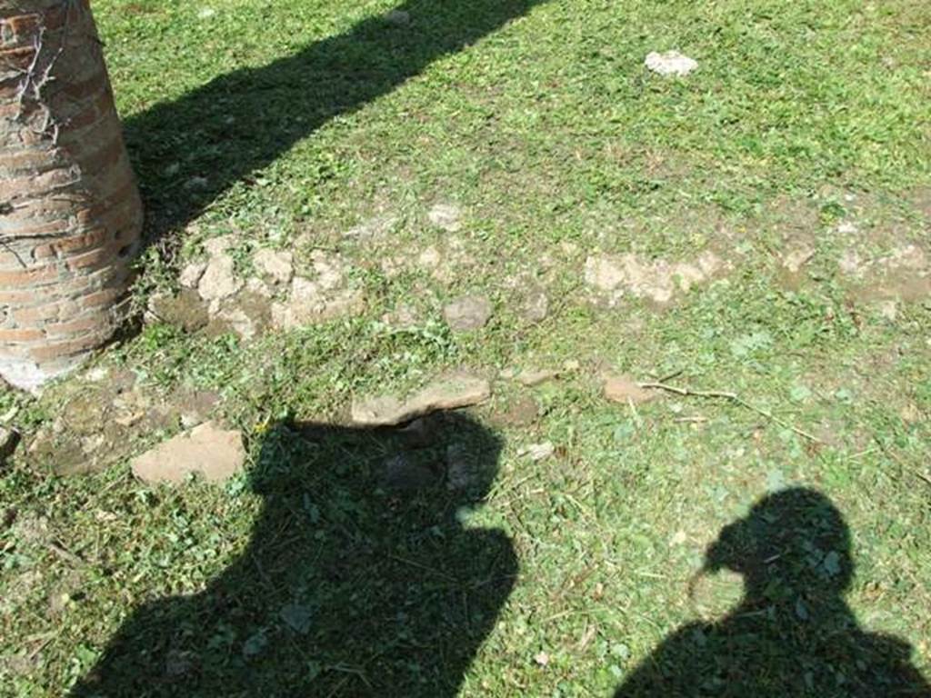 VI.15.5 Pompeii. March 2009. Room 12, remains of two steps at north end of east portico.