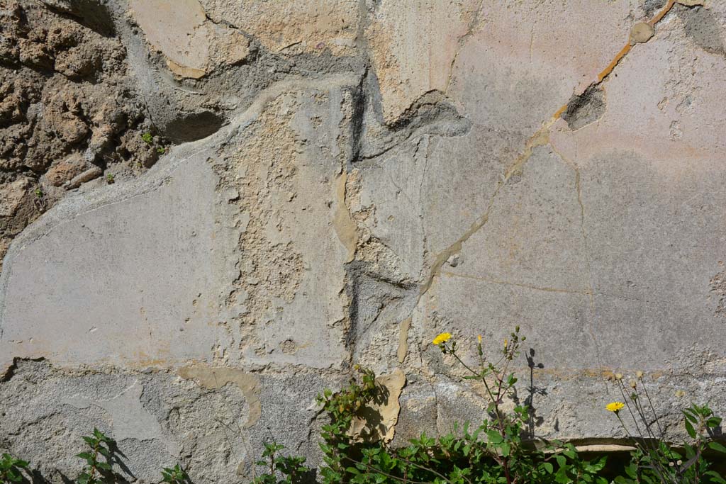 VI 15 5 Pompeii. March 2019. Oecus 24, detail of remaining decoration towards east end of north wall above bed recess.
Foto Annette Haug, ERC Grant 681269 DÉCOR.