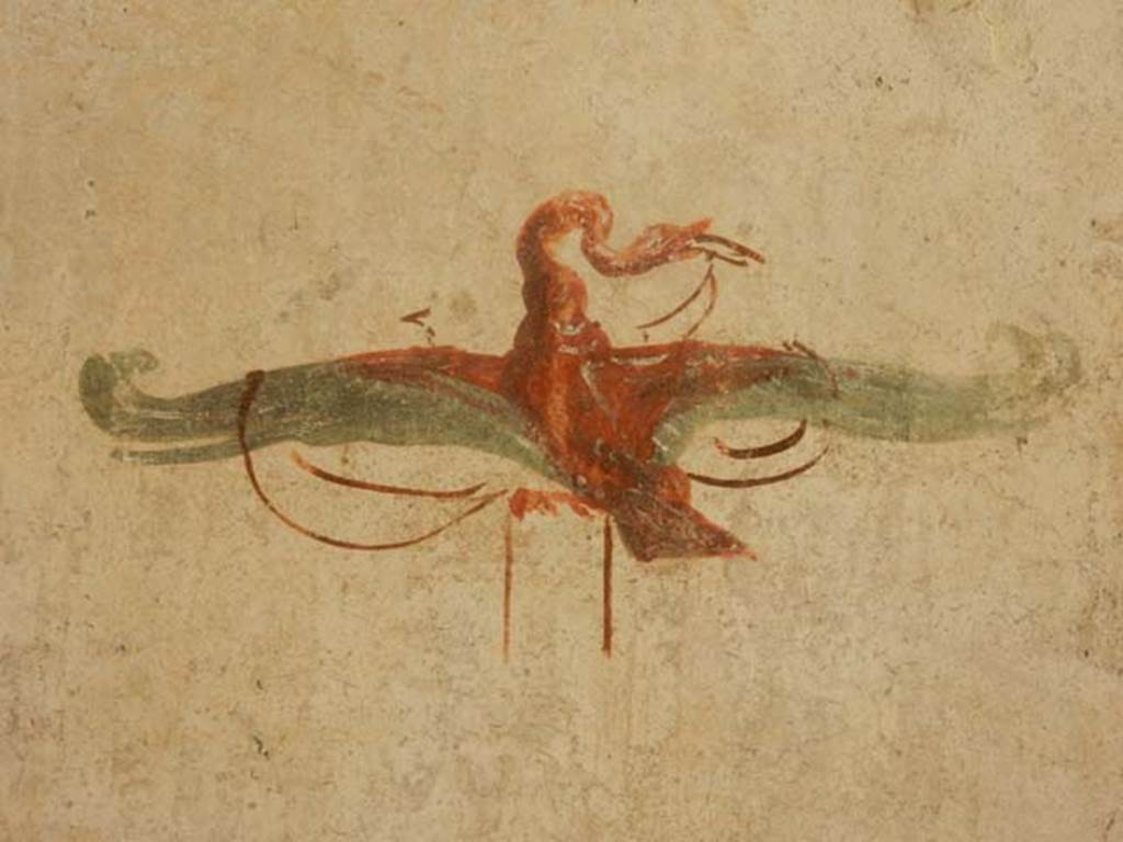 VI.15.8 Pompeii. May 2015. Detail of flying swan from panel on east wall of cubiculum. Photo courtesy of Buzz Ferebee.