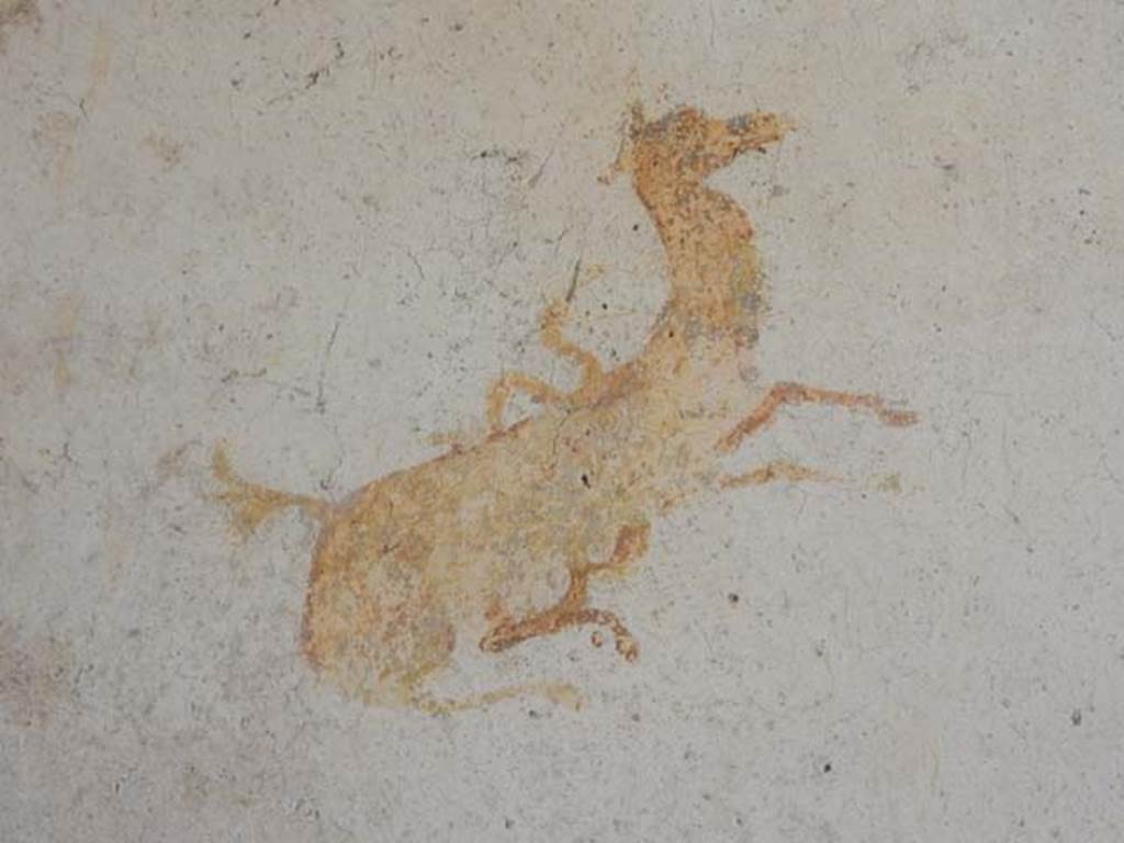 VI.15.8 Pompeii. May 2015. Detail of goat from centre of panel on east wall of cubiculum. Photo courtesy of Buzz Ferebee.
