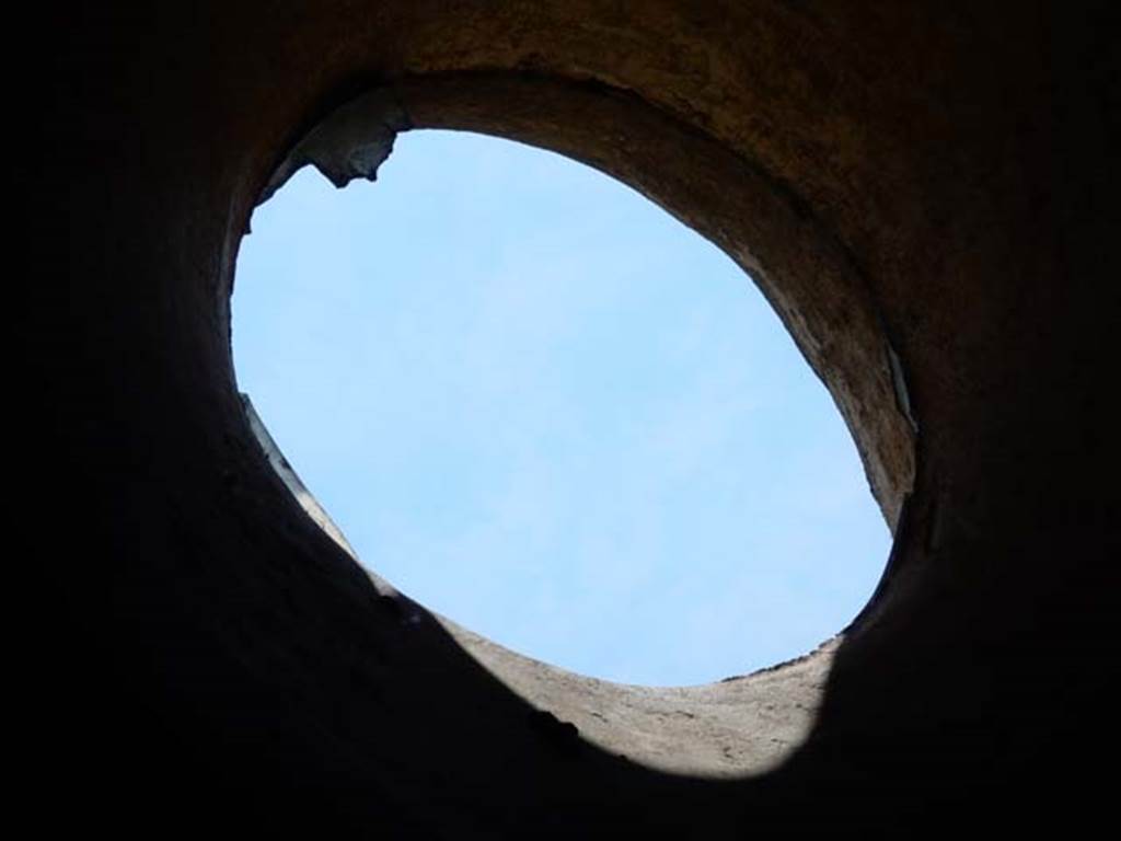 VI.15.8 Pompeii. May 2015. Detail from small upper window in south wall of cubiculum.  Photo courtesy of Buzz Ferebee.
