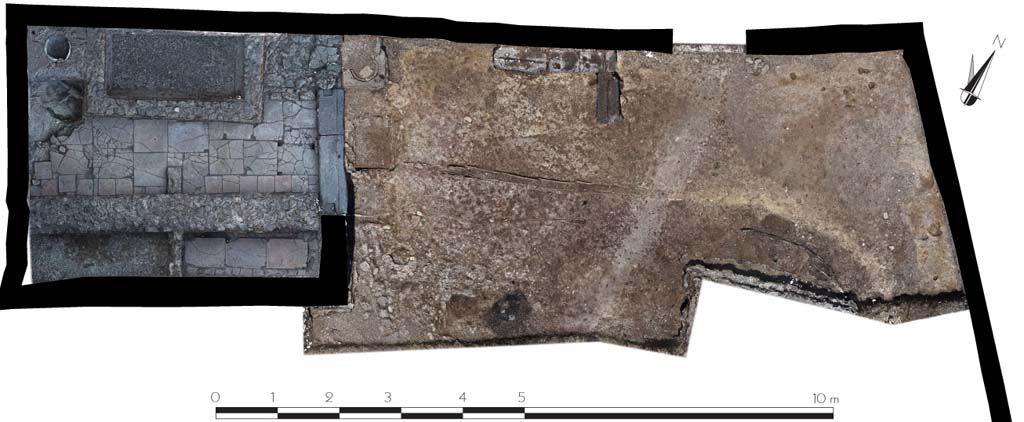 Fig. 20 – Pompéi, VI 16, 3-4, pièces 1 et 3. Relevé photogrammétrique de la seconde phase de l’atelier. 
Cl MIBAC/N. Monteix/EFR. Licence creative commons, © CC BY-NC-SA.
