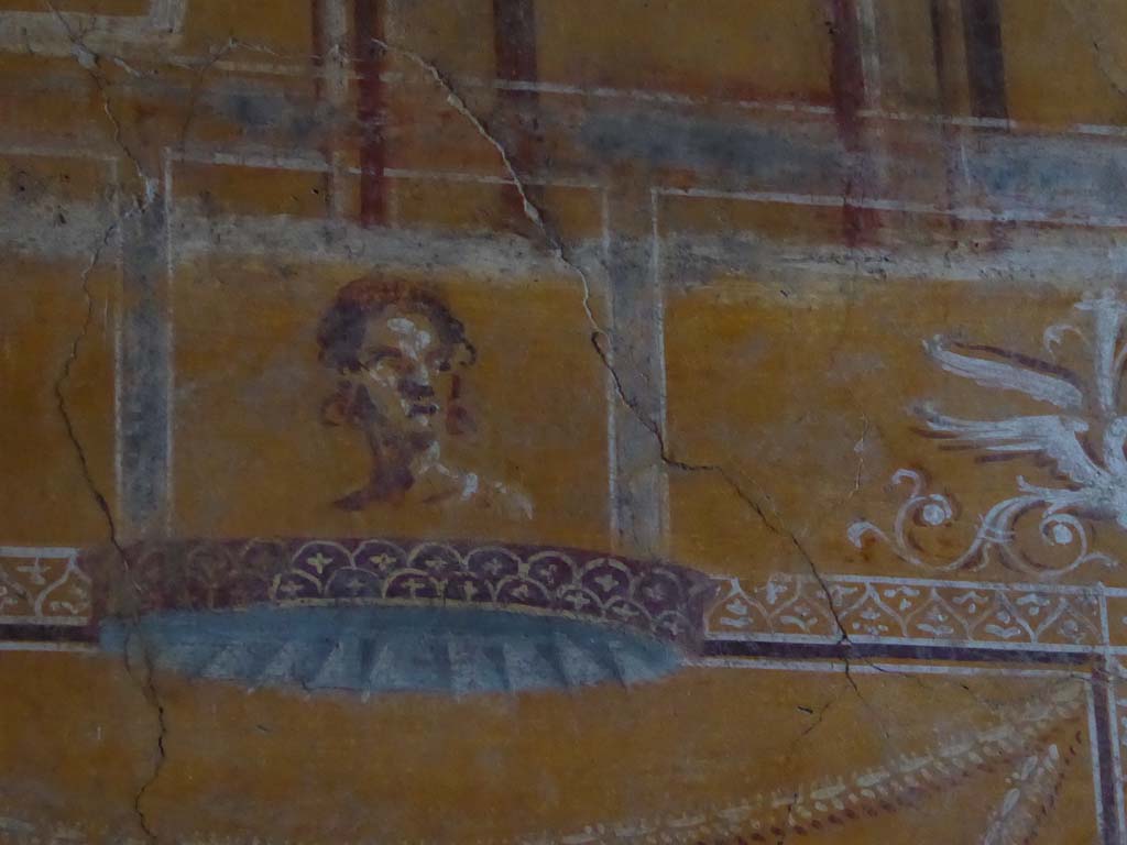 VI.16.7 Pompeii. September 2015. Room N, detail from east wall at north end.
Foto Annette Haug, ERC Grant 681269 DÉCOR.